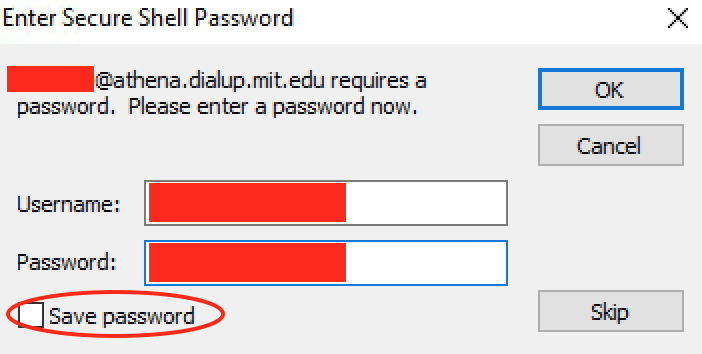 enter password screen