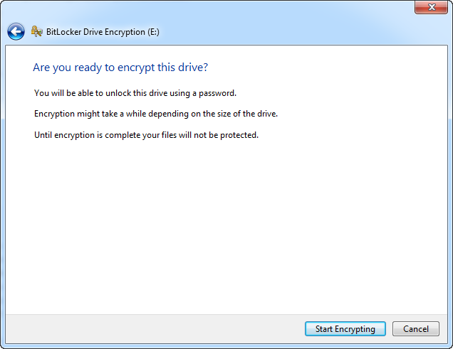 Click Start Encrypting