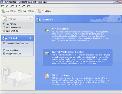 PGP Disk options