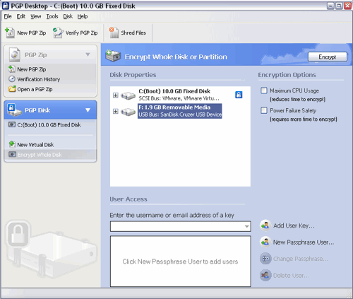 PGP Disk and encryption options